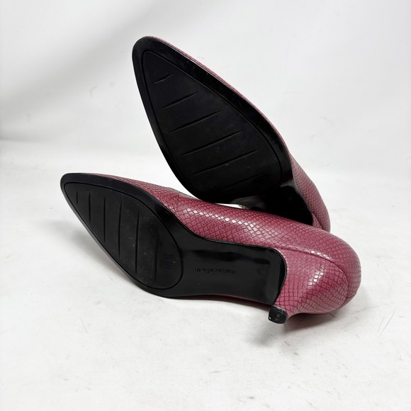 Naturalizer Rose Pink Snakeskin Embossed Pointed Toe Kitten Heel Pumps Size 10 - Picture 6 of 9
